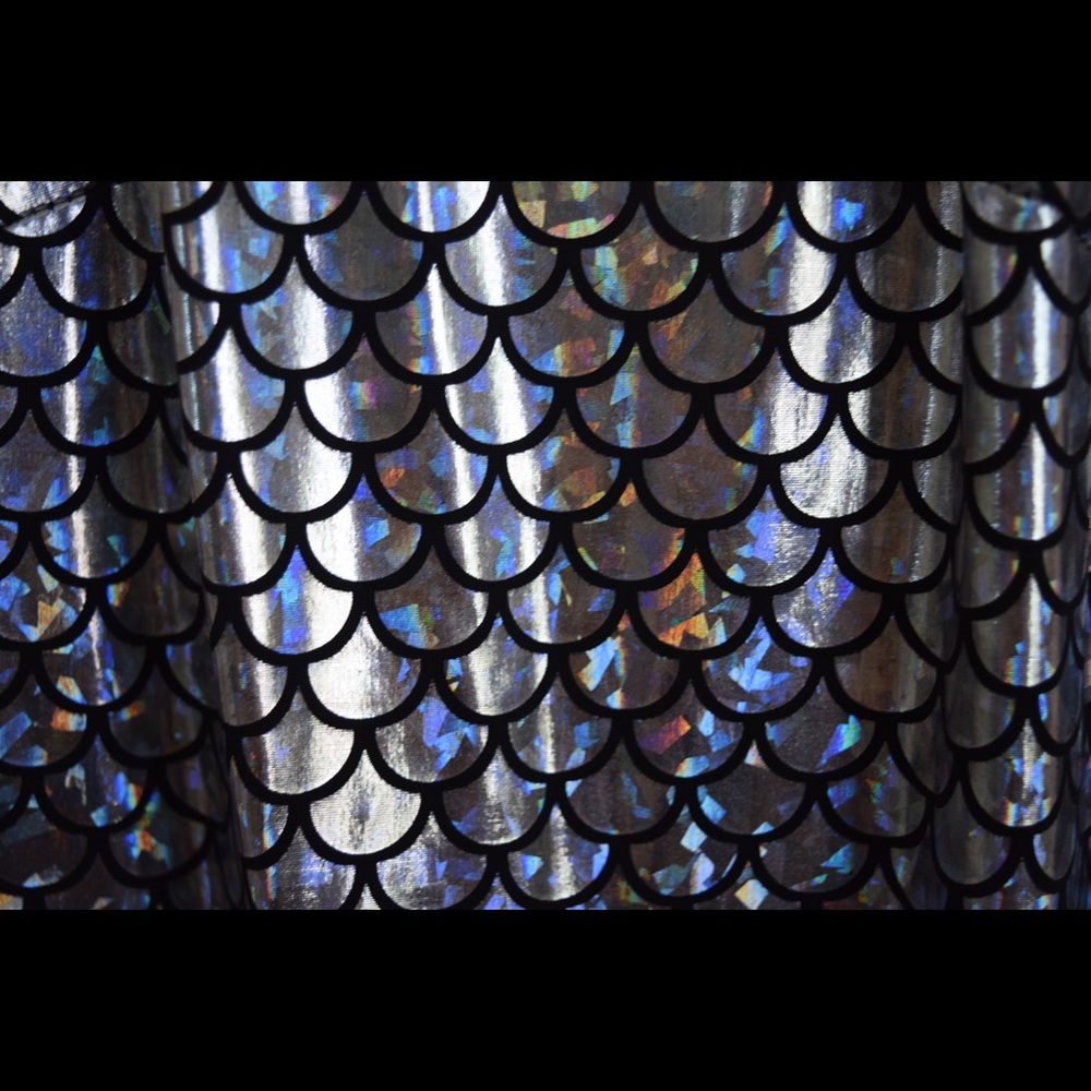 Holographic Mermaid Print Halter Dress